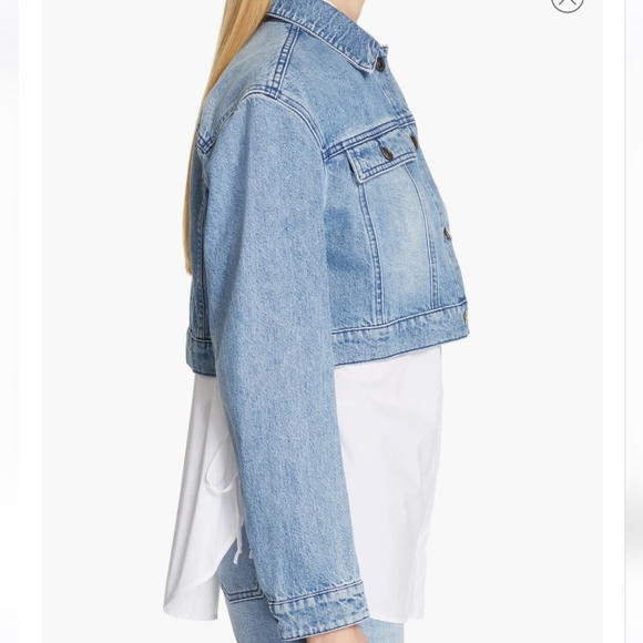 NWT Women's Hugo Boss Gelise Crop Blue Denim Jacket Size XL - Picture 5 of 15